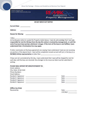30 Day Move Out Notice