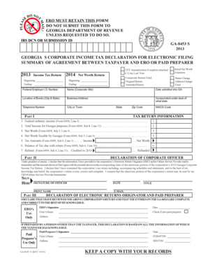 Georgia Corporate Income Tax Declaration
