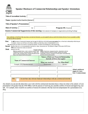 Speaker Disclosure of Commercial Relationships and Attestations