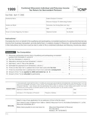 Wisconsin Nonresident Partner Tax Return Form 1CNP