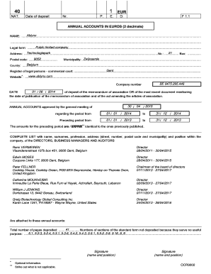 Formulaire belge des comptes annuels