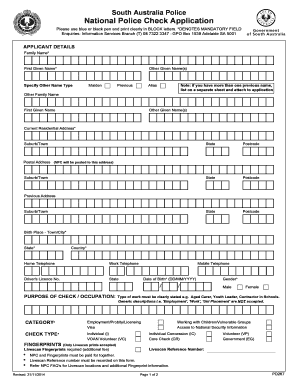 South Australia Police National Police Check Application