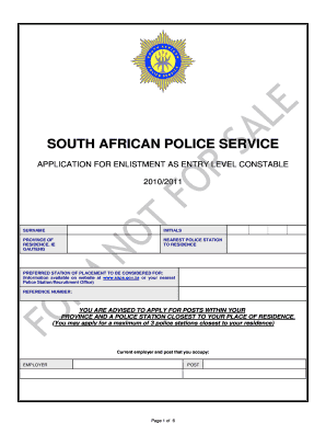 South African Police Service Constable Application Form