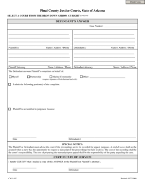 Defendant's Answer Form