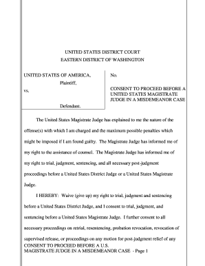 Consent to Proceed Before a Magistrate Judge in a Misdemeanor Case