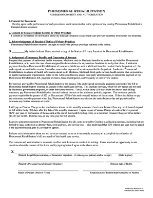 Phenomenal Rehabilitation Admission Consent