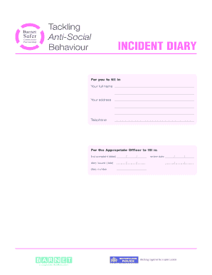 Anti-Social Behaviour Incident Diary