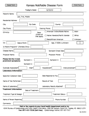 Kansas Notifiable Disease Form