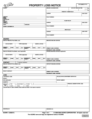 Property Loss Notice Form
