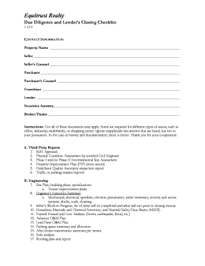 Equitrust Realty Due Diligence Checklist