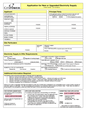 Application for New or Upgraded Electricity Supply