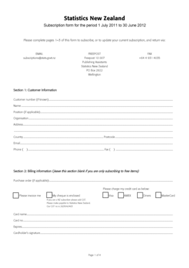 Statistics New Zealand Subscription Form