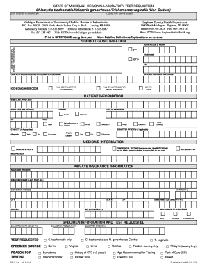 Michigan STI Test Requisition Form