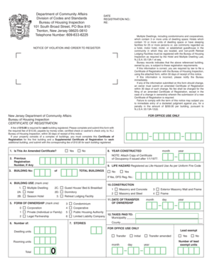 New Jersey Hotel and Multiple Dwelling Registration Form