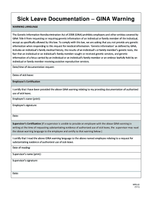Sick Leave Documentation GINA Warning