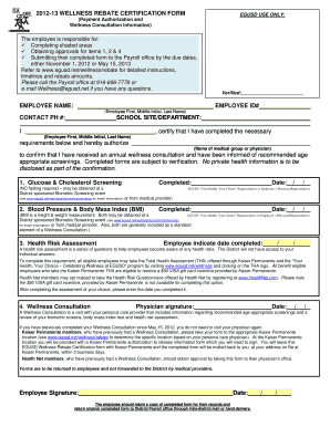 Wellness Rebate Certification Form