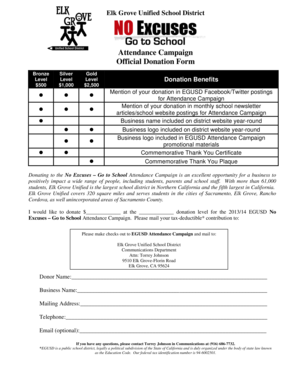 Elk Grove Unified School District Attendance Campaign Donation Form