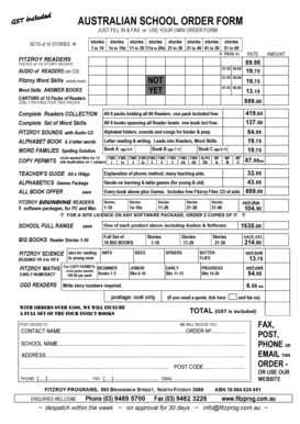 Australian School Order Form