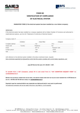 Form B3 Verification of Compliance of Electrical System
