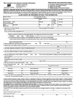 Student Health Insurance Claim Form