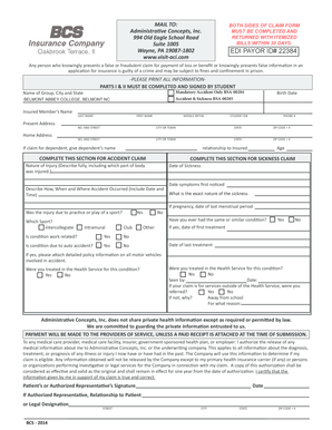 Student Accident and Sickness Claim Form