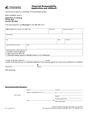 Washington Financial Responsibility Application