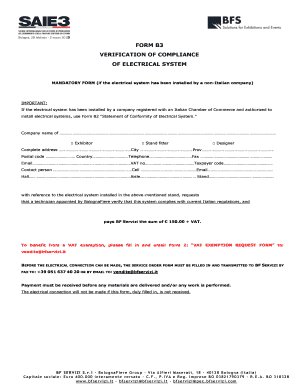 Form B3 Verification of Compliance of Electrical System
