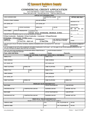Commercial Credit Application Form