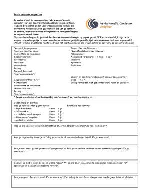 Zwangerschaps Intake Formulier