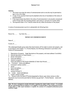 Florida Notice of Commencement Form
