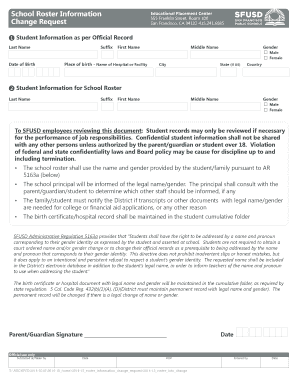 School Roster Information Change Request