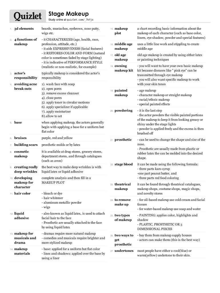 Fillable Online Stage Makeup Fax Email Print pdfFiller