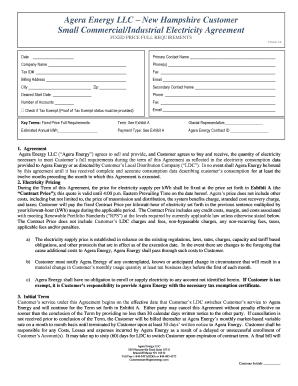 New Hampshire Small Commercial Electricity Agreement