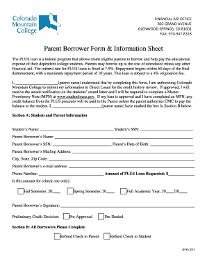Parent PLUS Loan Application Form
