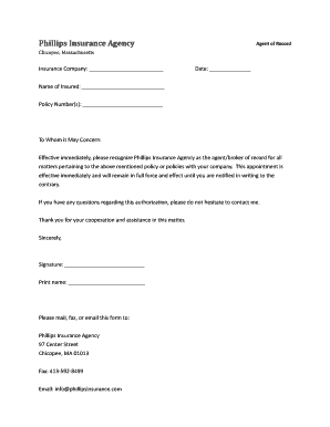 Agent of Record Authorization Form