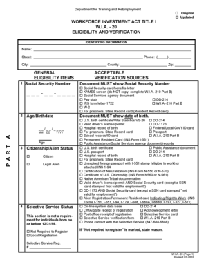 WIA-20 Eligibility and Verification Form