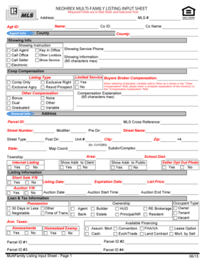 NEOHREX Multi-Family Listing Input Sheet