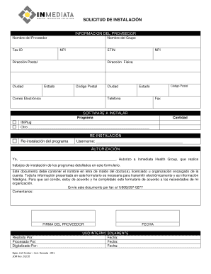 Solicitud de Instalación