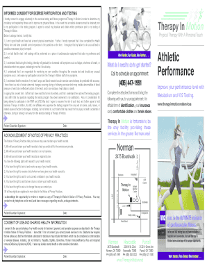 Informed Consent for Exercise Participation and Testing
