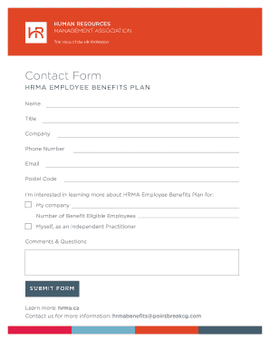 HRMA Employee Benefits Plan Contact Form