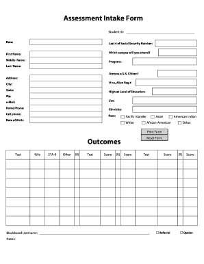 Assessment Intake Form