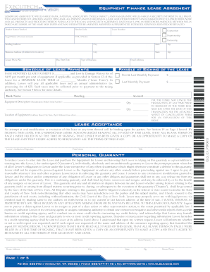 Equipment Finance Lease Agreement