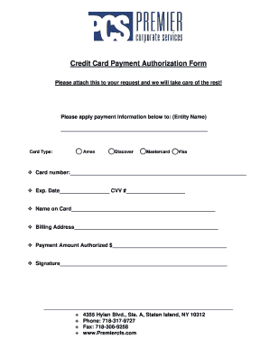Credit Card Payment Authorization Form