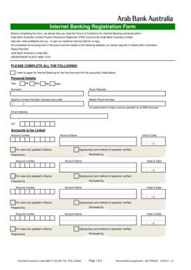 Arab Bank Australia Internet Banking Registration Form