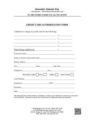Credit Card Authorization Form
