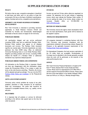 Supplier Information Form