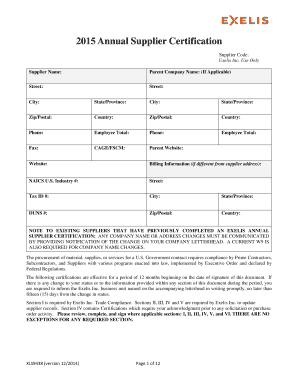 2015 Annual Supplier Certification