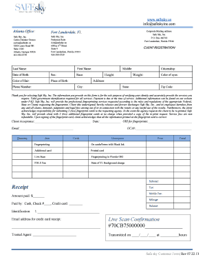 Safe Sky Client Registration Form