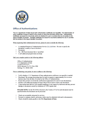 US Department of State Authentication Request Form