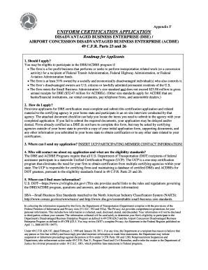 Disadvantaged Business Enterprise Certification Application